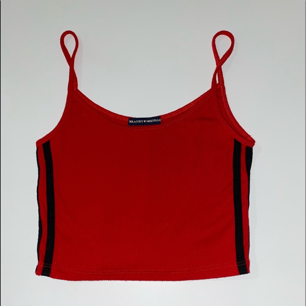Brandy Melville Red And Black Striped Crop Top